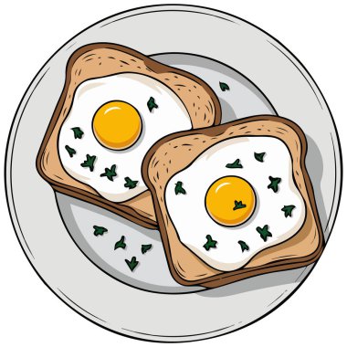 Kahvaltı beyaz arka planda izole edilmiş vektör illüstrasyonuName