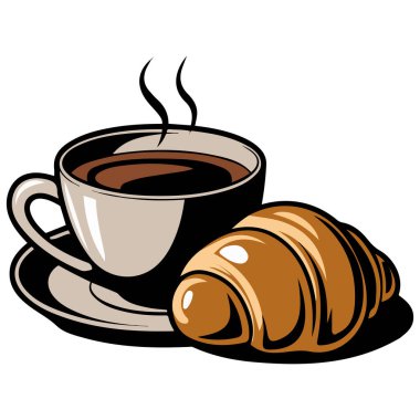 Beyaz arkaplanda izole edilmiş kahvaltı vektör illüstrasyonu