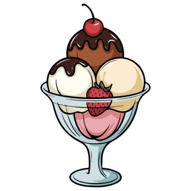 Dondurma beyaz arka planda izole edilmiş vektör çizimi