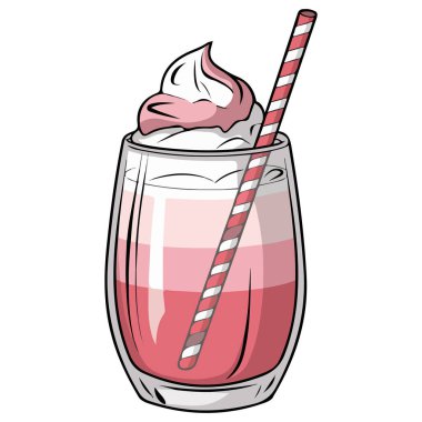 Beyaz arkaplanda milkshake pankartı tasarımı izole edilmiş vektör çizimi