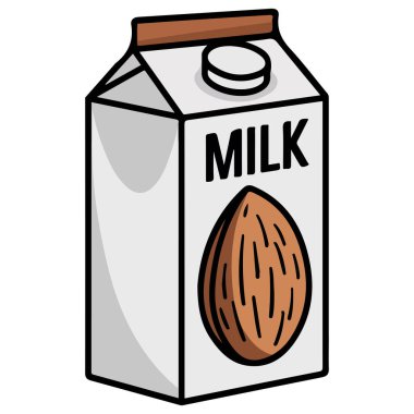 Beyaz arkaplanda badem sütü simgesi izole edilmiş vektör çizimi