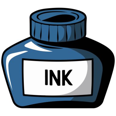 Beyaz arkaplanda mürekkep kabı izole vektör çizimi