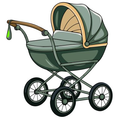 Bebek arabası beyaz arkaplanda izole edilmiş vektör çizimi