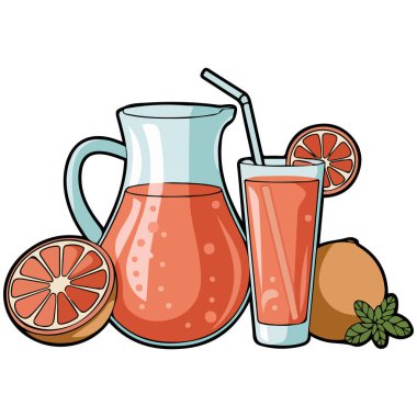 Yaz içeceği beyaz arkaplanda izole edilmiş vektör çizimi