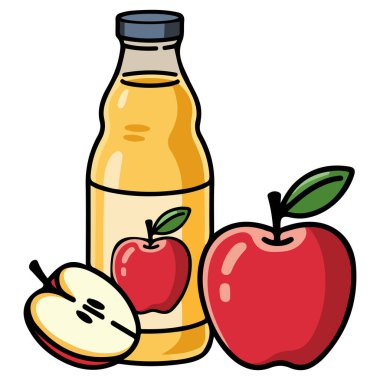 Beyaz arkaplanda elma sirkesi izole edilmiş vektör çizimi