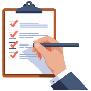 Panodaki kontrol listesi beyaz arkaplanda izole edilmiş vektör resimlemesi