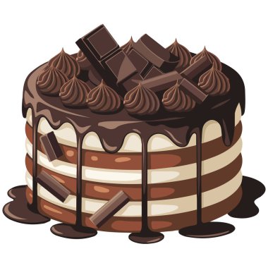 Beyaz arkaplanda izole edilmiş tatlı pasta vektör illüstrasyonu