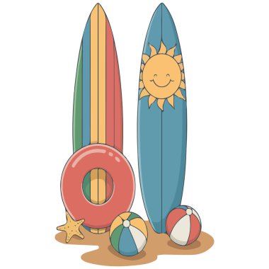 Surfboard set isolated vector illustration on white background