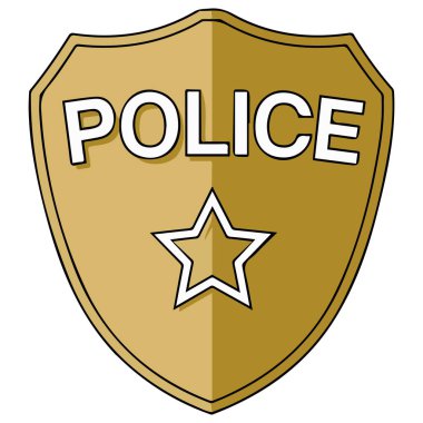 Polis rozeti simgesi beyaz arkaplanda izole edilmiş vektör çizimi