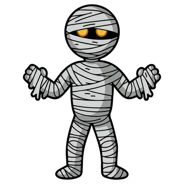 Tatlı Cadılar Bayramı mumyası beyaz arka planda izole edilmiş vektör çizimi