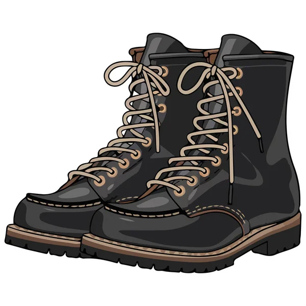 Beyaz arkaplanda yüksek siyah çizmeler izole edilmiş vektör çizimi