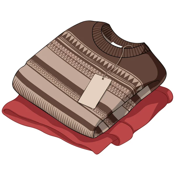 Sonbahar örgü kazaklar beyaz arkaplanda izole vektör illüstrasyonu