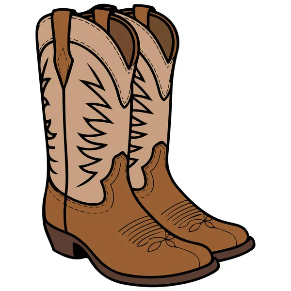 Kovboy çizmeleri beyaz arkaplanda izole vektör çizimi