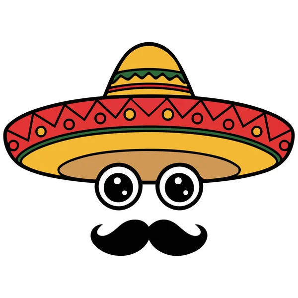 Karikatür Meksika şapkası beyaz arkaplanda izole vektör çizimi