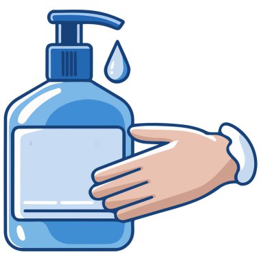 Antibakteriyel el dezenfektan jel şişesi beyaz arka planda izole vektör çizimi