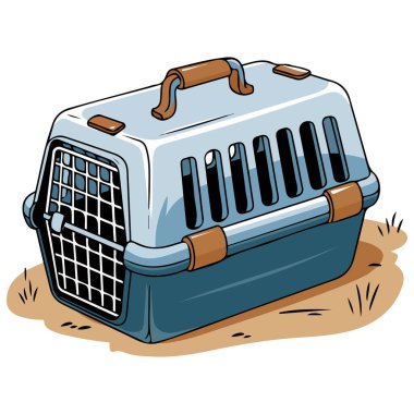 Beyaz arkaplanda plastik hayvan taşıyıcı karikatür biçimi izole edilmiş vektör çizimi