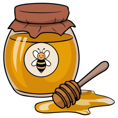 çizgi film bal kabı kaşığı beyaz arkaplanda sağlıklı izole vektör çizimi