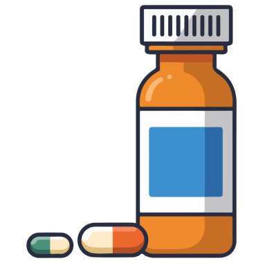 İlaç şişesi sağlık ikonu beyaz arka planda izole vektör illüstrasyonu