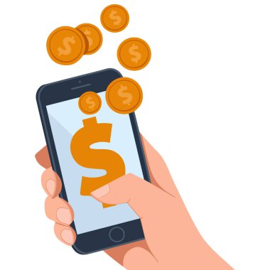 para transferi mobil bankacılık ödeme izole vektör illüstrasyon beyaz arkaplan