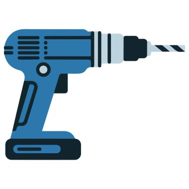 elektrikli matkap inşaat ekipmanları beyaz arkaplan üzerinde izole vektör çizimi