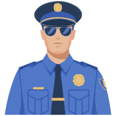 Beyaz arkaplanda polis rozeti güvenlik sembolü izole vektör çizimi