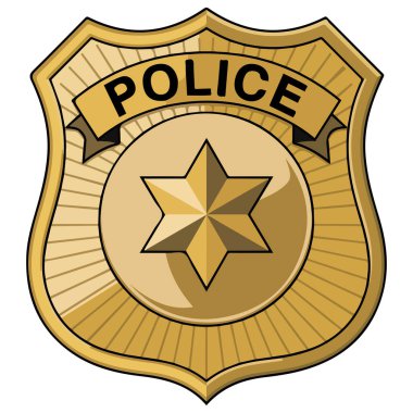 Polis rozeti kanun uygulama sembolü beyaz arka planda izole vektör çizimi