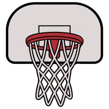 Basketbol potası spor ekipmanları oyunu beyaz arkaplanda izole edilmiş vektör çizimi