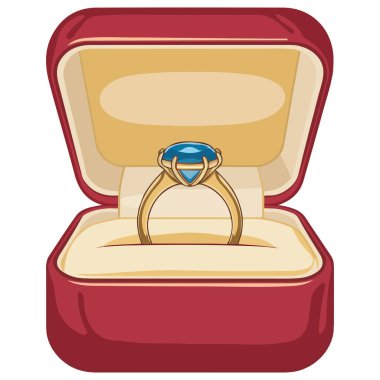 yüzük kutusu nişan hediyesi beyaz arkaplanda izole vektör çizimi