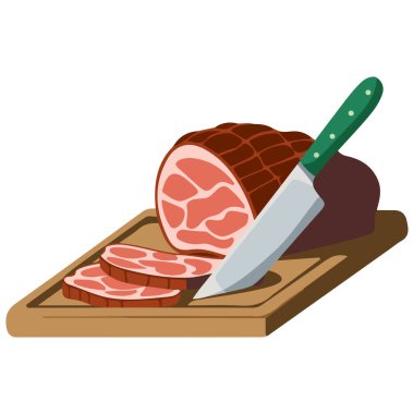 et simgesi çiğ biftek beyaz arka planda izole vektör illüstrasyonu