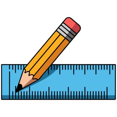 Beyaz arkaplanda izole edilmiş kalem çizim çizimi cetveli ölçümü