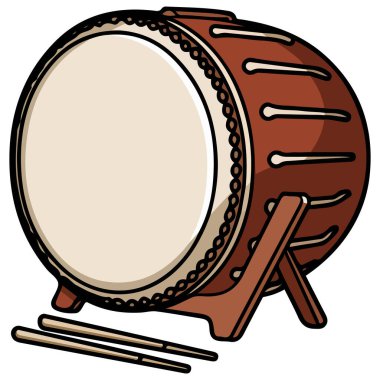 Taiko drum asian kültür performansı beyaz arka planda izole vektör çizimi