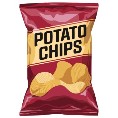 Kore aromalı cipsler çıtır çıtır yiyecekler beyaz arka planda izole edilmiş vektör çizimleri