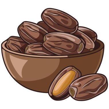 Beyaz arka planda meyve ahşap kasesi tatlı izole vektör illüstrasyonları