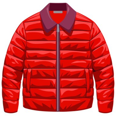 Kışlık ceket soğuk hava kıyafetleri beyaz arka planda izole vektör çizimi