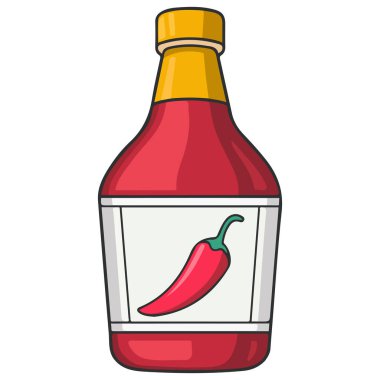 Baharatlı acı sos şişesi vektör sanatı beyaz arkaplanda izole edilmiş