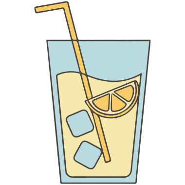 beyaz zemin üzerinde buz ve saman izole vektör illüstrasyon emonade cam