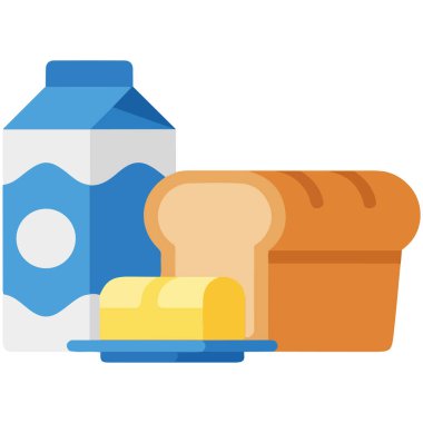 Beyaz arkaplanda yumurta kartonlu süt ambalajı izole vektör çizimi