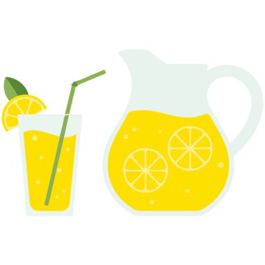 Beyaz arkaplanda izole edilmiş limonata içeceği vektör sanatı tazeleniyor