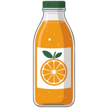 Meyve ikonu içeren meyve suyu şişesi beyaz arkaplanda izole vektör çizimi