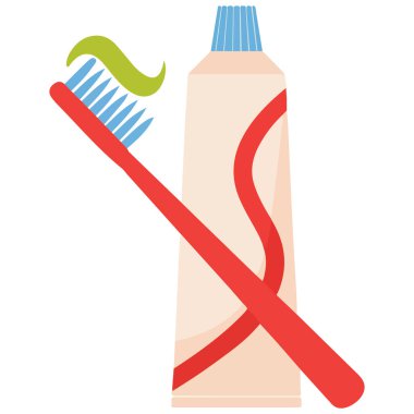 Diş fırçası ve diş macunu beyaz arka planda izole edilmiş vektör çizimi