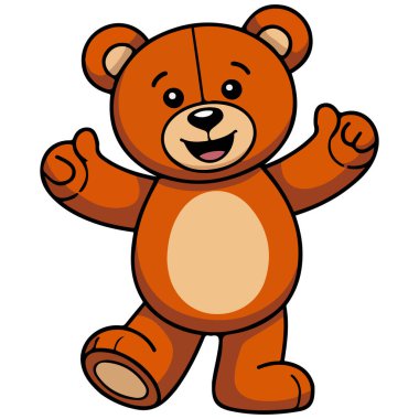 Gülen ayıcık çizgi filmi beyaz arka planda izole edilmiş vektör çizimi