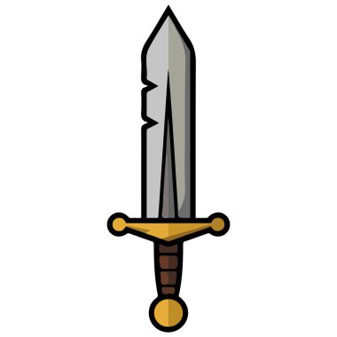 Paslı kılıç beyaz arkaplanda izole edilmiş vektör çizimi