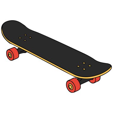 Beyaz arkaplanda kaykay sporu ekipmanları izole edilmiş vektör çizimi