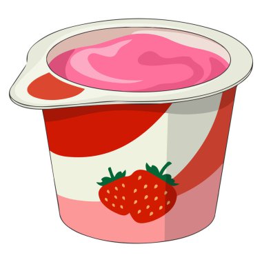Yoğurt ve tatlı beyaz arka planda izole edilmiş tatlı vektör çizimi