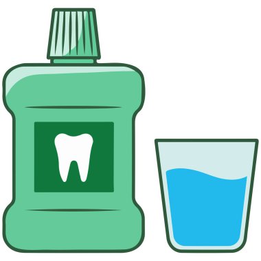 Ağız çalkalama şişesi beyaz arka planda izole vektör illüstrasyonu