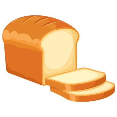 Beyaz arkaplanda izole edilmiş taze beyaz ekmek çizimi