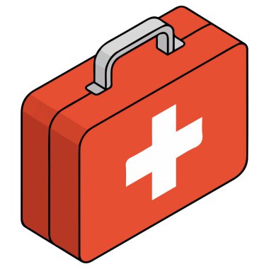 İlk yardım çantası beyaz arka planda tıbbi izole vektör çizimi