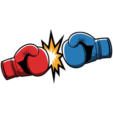 Klasik boks eldivenleri logosu beyaz arkaplanda izole edilmiş vektör çizimi