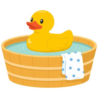 Banyo oyuncağı plastik ördek beyaz arkaplanda izole vektör çizimi