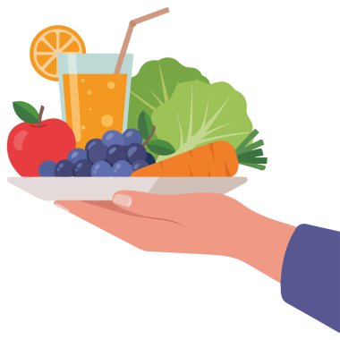 Sağlıklı yemek tepsisi sebzeleri beyaz arka planda izole edilmiş vektör çizimi